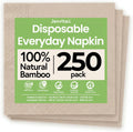 100% Bamboo Table Napkins, 250 Pack, 6.5 x 6.5 Inch