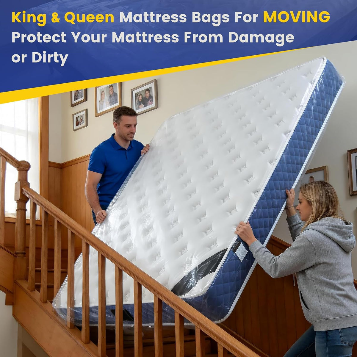 2PK Plastic King Mattress Bags for Moving,Extra Thick