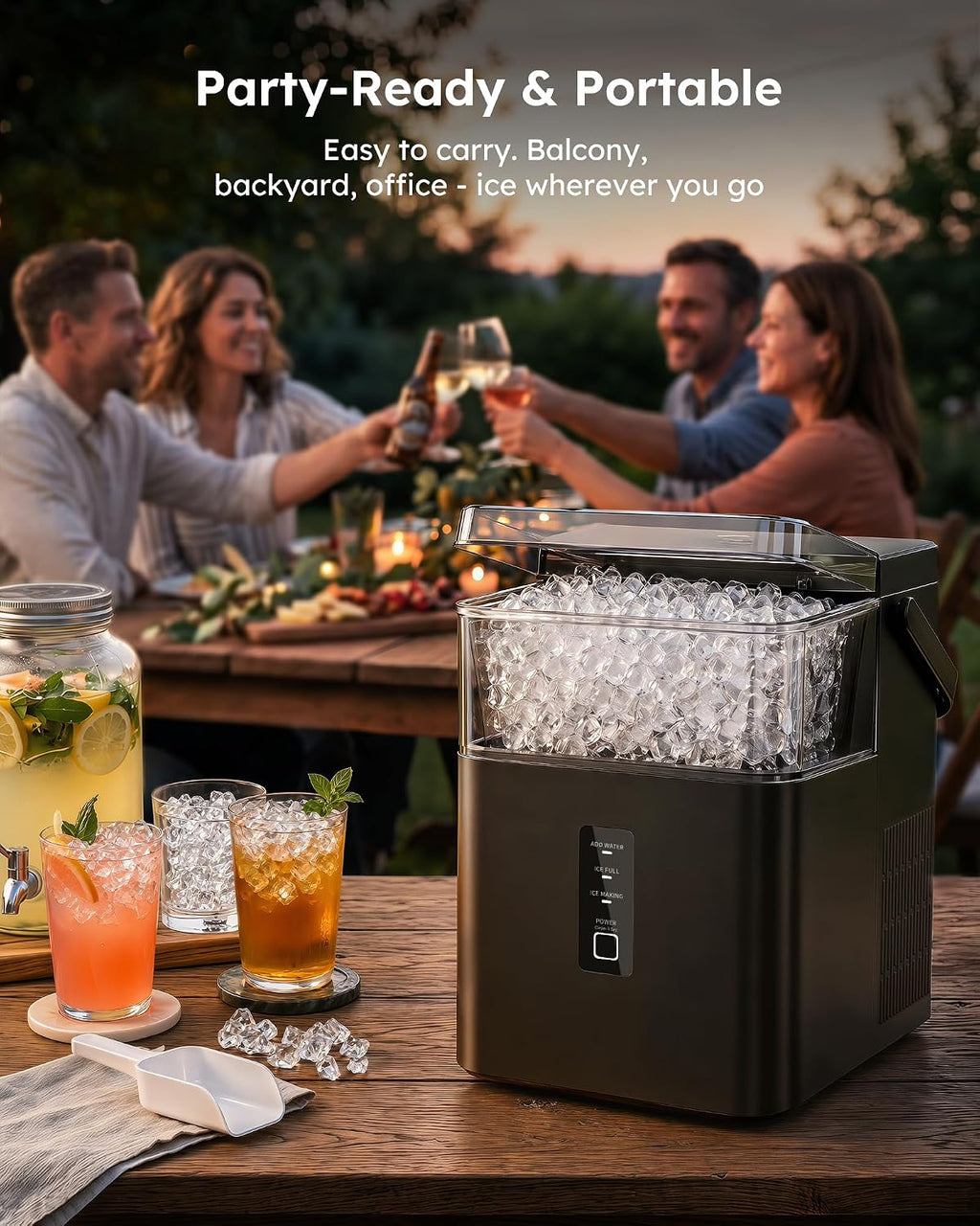 Nugget Ice Maker Countertop with Handle 38lbs/Day Chewable Ice
