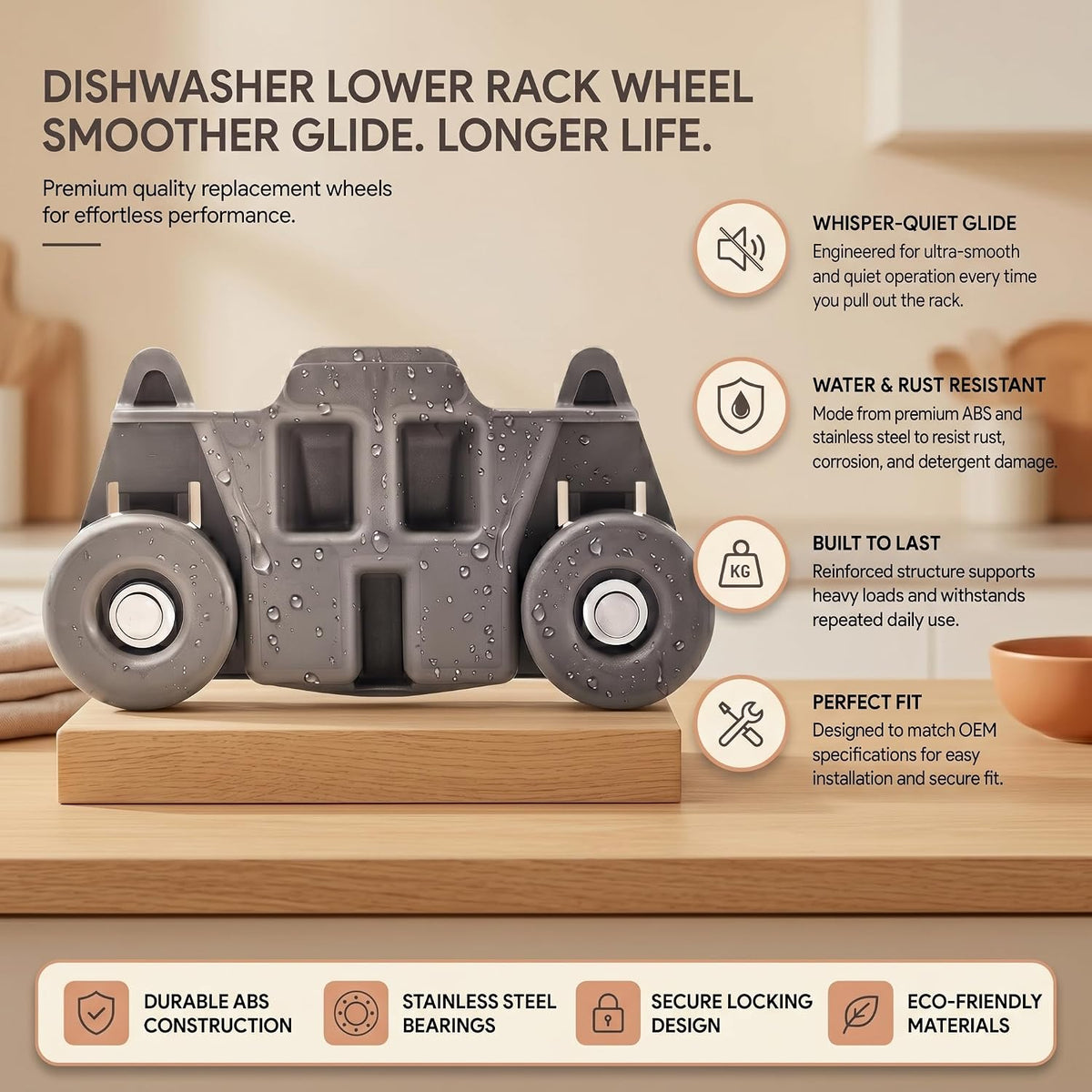 KDFE104DSS2 KDTM354DSS4 KDTE104DSS0 Dishwasher Wheels Lower Dish Rack Wheel