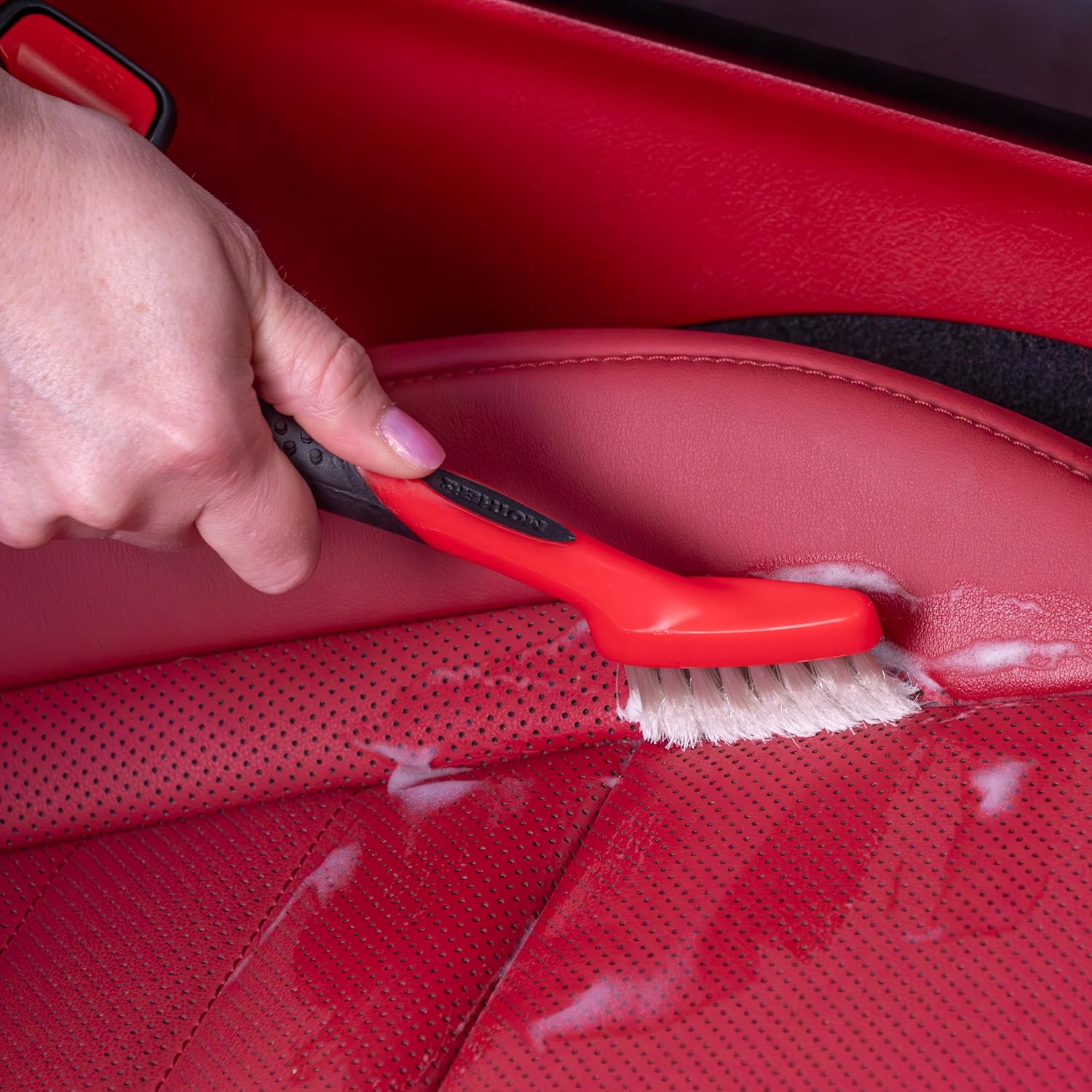 Car Detailing Brush for Stain and Hair Removal on Vinyl and Leather Seats - 2 Pack