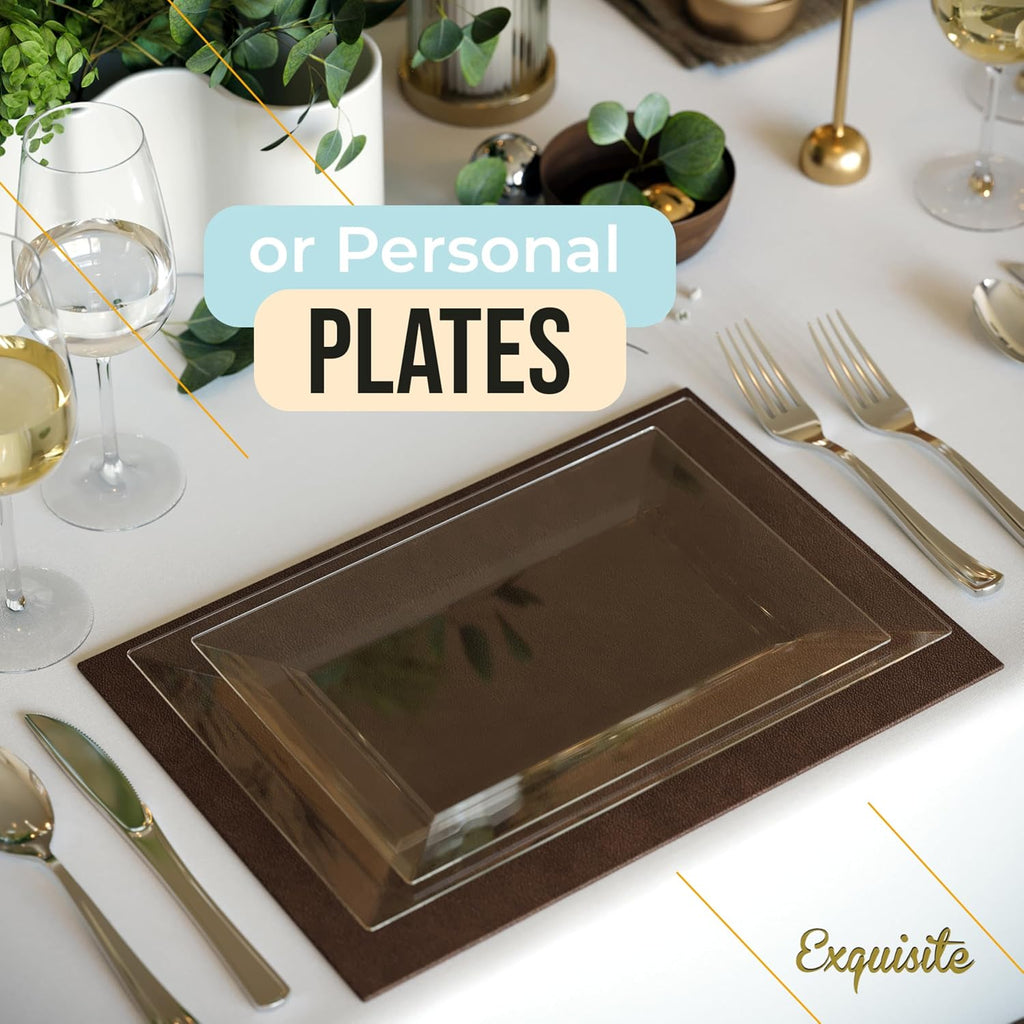 40 Pcs Clear Plastic Serving Trays for Party 9.5" Clear Platters