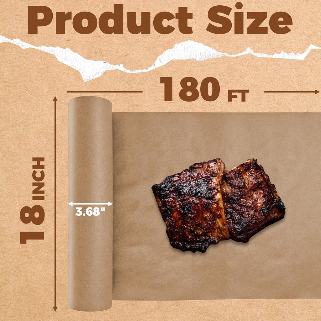 Brown Butcher Paper Roll, 18" x 180', Food-Grade Paper