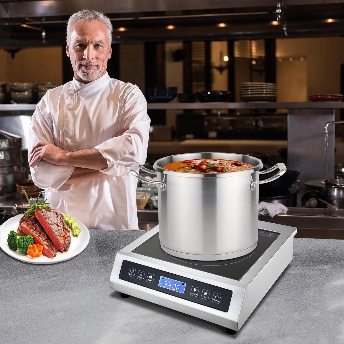 Commercial Induction Cooktop, Portable Electric Countertop Burner with Sensor Touch and LCD