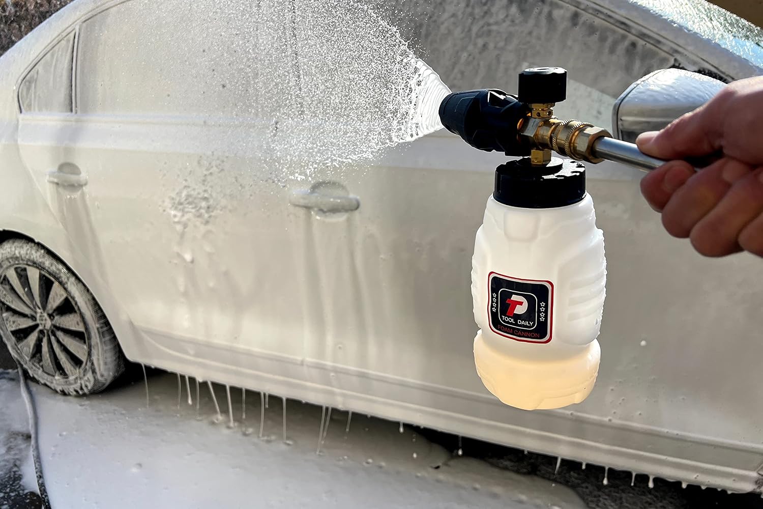 Foam Cannon for Pressure Washer, 5 Power Washer Tips,1 Liter | Adjustable Snow Foam Lance for Car Washing, 1/4 Inch