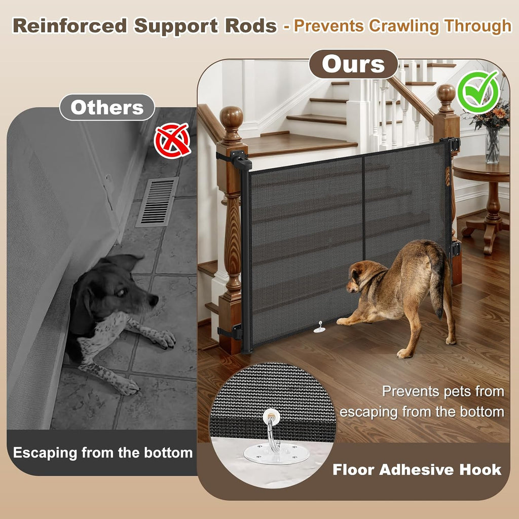 Upgraded Retractable Baby Gates for Stairs & Banister, Mesh Dog Gate Indoor, Extends to 55" Wide 33" Tall, Child