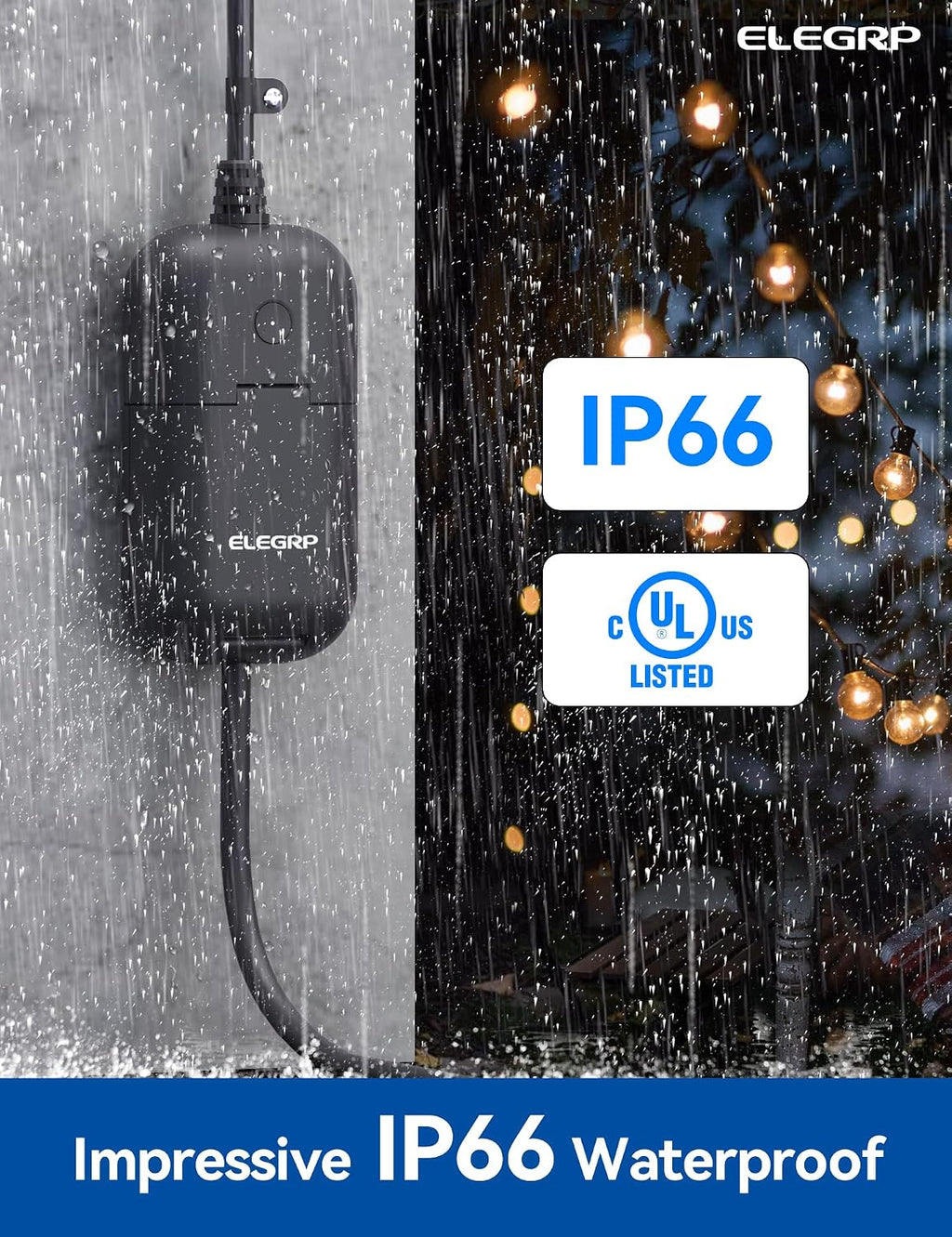 PQR10 Outdoor Smart Plug Waterproof IP66, WiFi Plug Compatible with Alexa & Google Assistant, Smart Outdoor Outlet