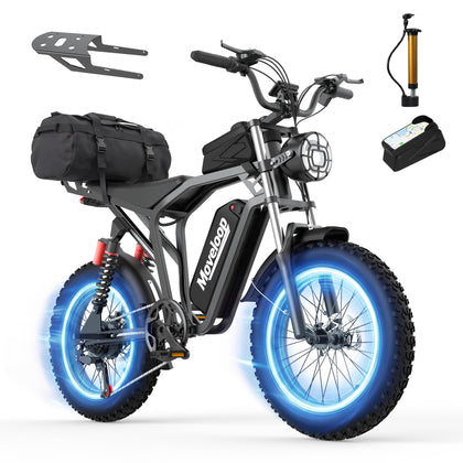 Electric Bike for Adults, Peak 2000W Motor Ebike Max 33MPH, 20"X4" Fat Tires, 48V 20Ah Removable Battery, Full