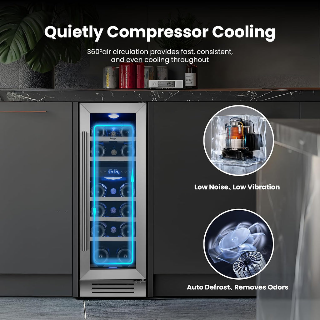 12 Inch Dual Zone Wine Fridge with 17 Bottle