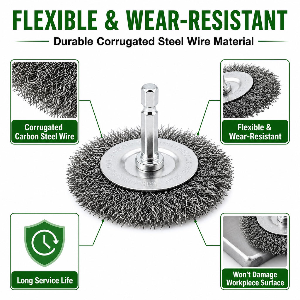 12 Pcs Wire Brush for Drill Set Abrasive Wire Wheel for 1/4" Hex Shank Wire Cup Brush for Drill for Removing Paint and Rust, Metal Carbon Steel