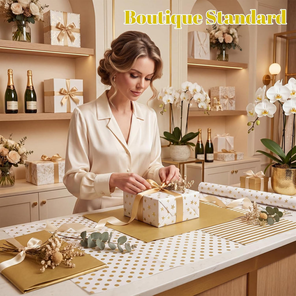 120 Sheets Gold Tissue Paper for Gift Bags 20 x 14 Inch