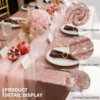 OQSQ Rosegold Rectangle Sequin Tablecloth - 60x102 inch, Glitter Drape Table Cloth, Sparkle Sequence Table Overlays