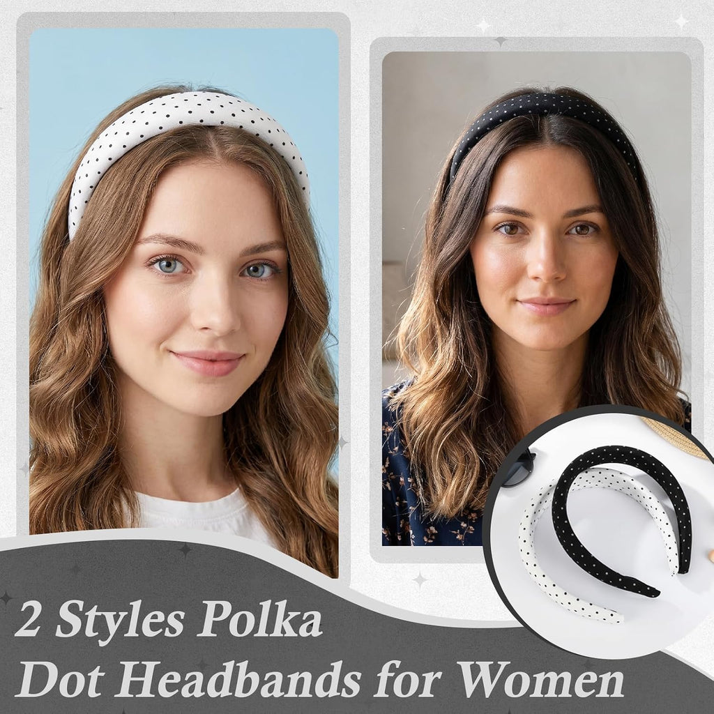 28 Pcs Polka Dot Hair Accessories Kit for Women Includes Fashion Headband, Elastic Band, Claw Clip, Mental Clips
