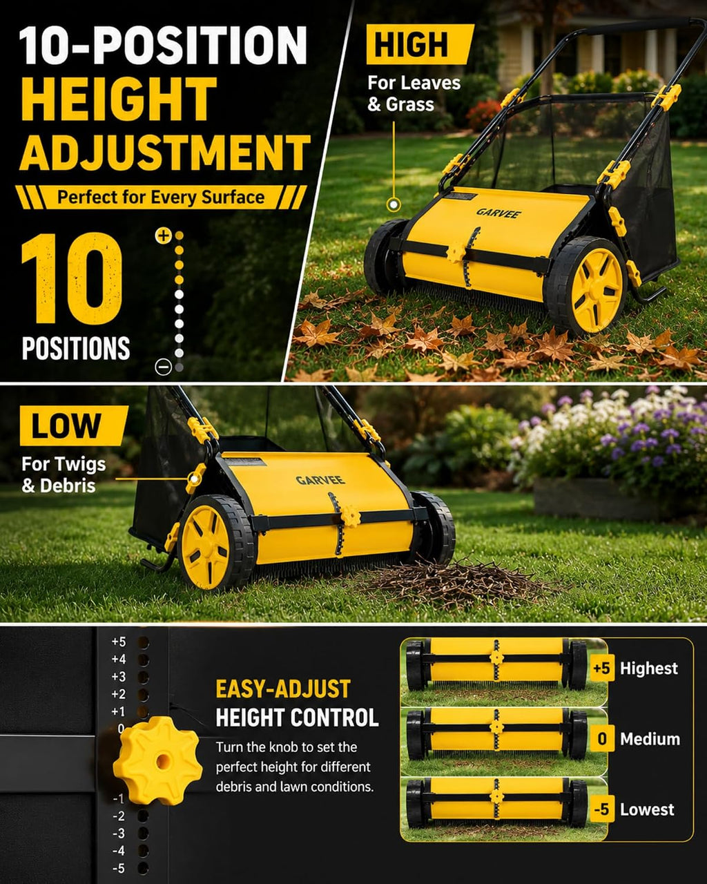 26 Inch Push Lawn Sweeper with 7 Cu. Ft. Large Mesh Collection Bag