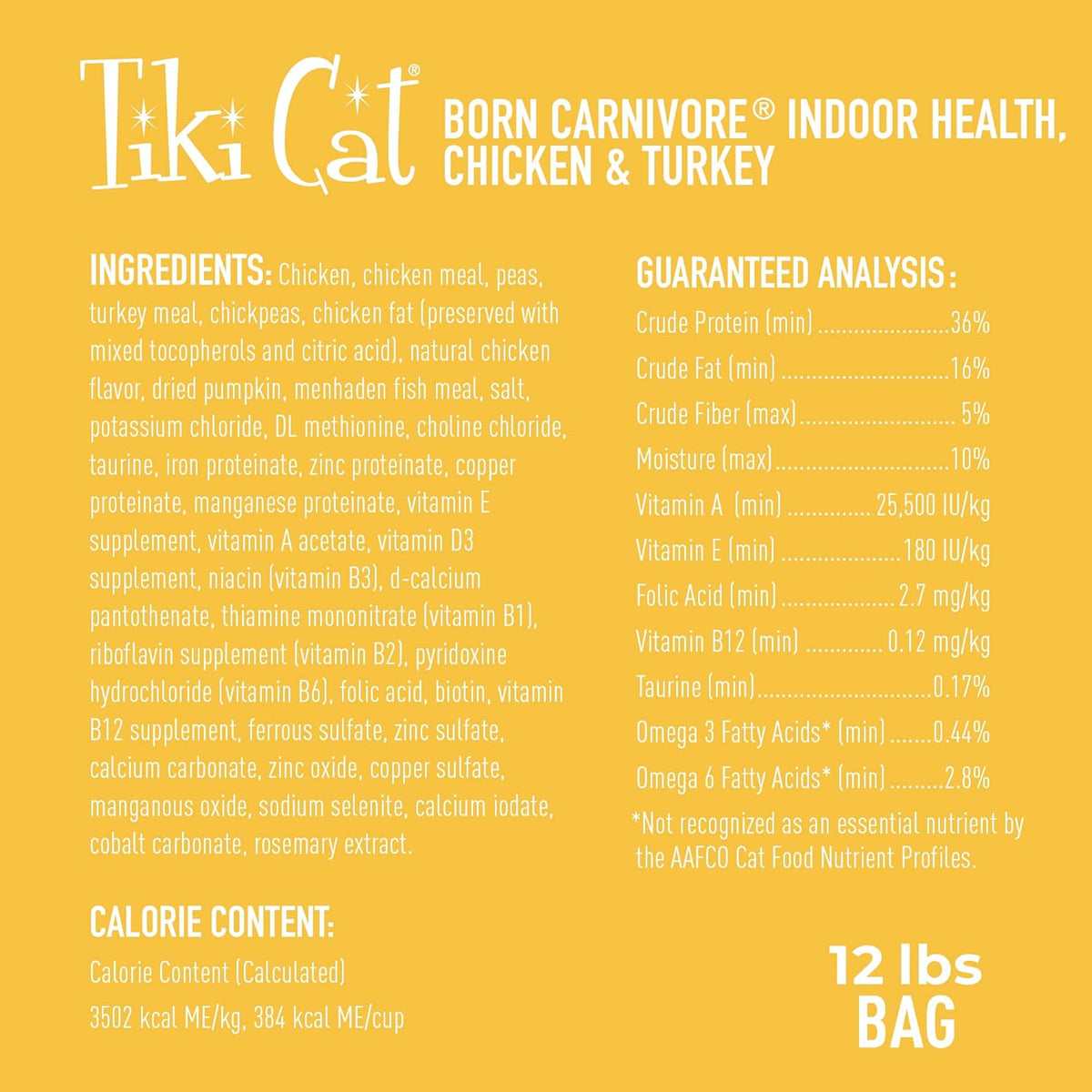 Tiki Cat Born Carnivore Dry Cat Food, Chicken & Turkey Meal, 12 lb Bag