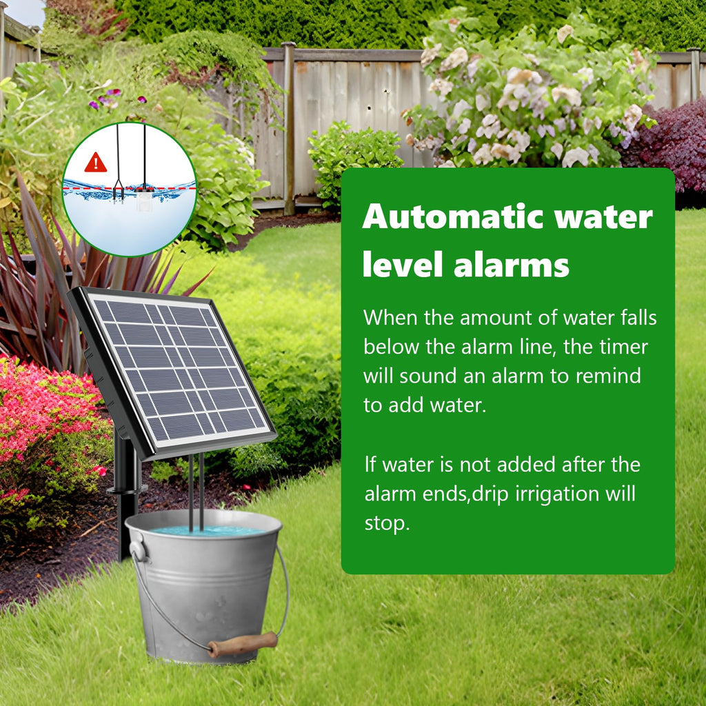 49FT Solar Drip Irrigation Kit, Digital Screen for 15 Pots