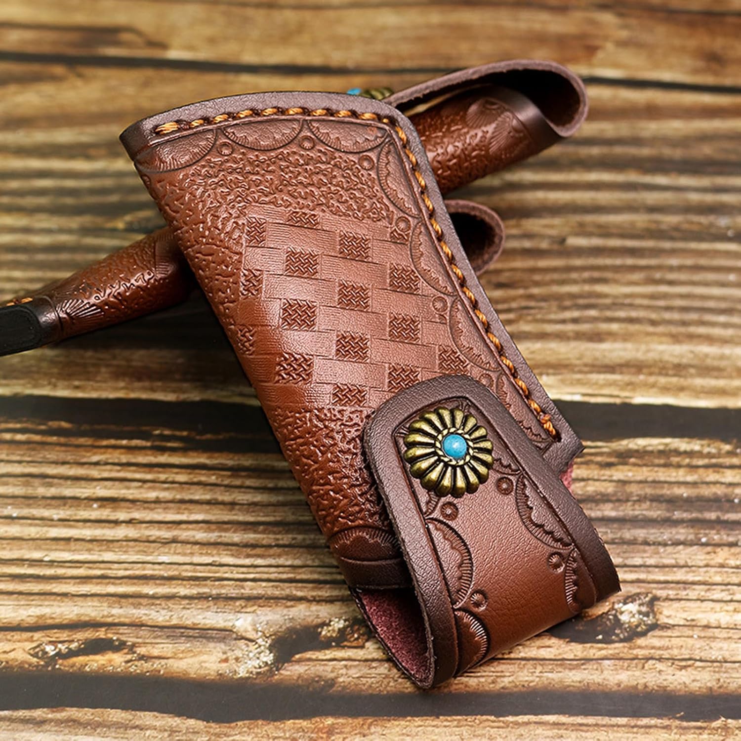 3.93" /4.72" Genuine Leather Sheath for Belt, Portable Folding Pocket Knife Case, Knife Holder Pouch Holster for Men