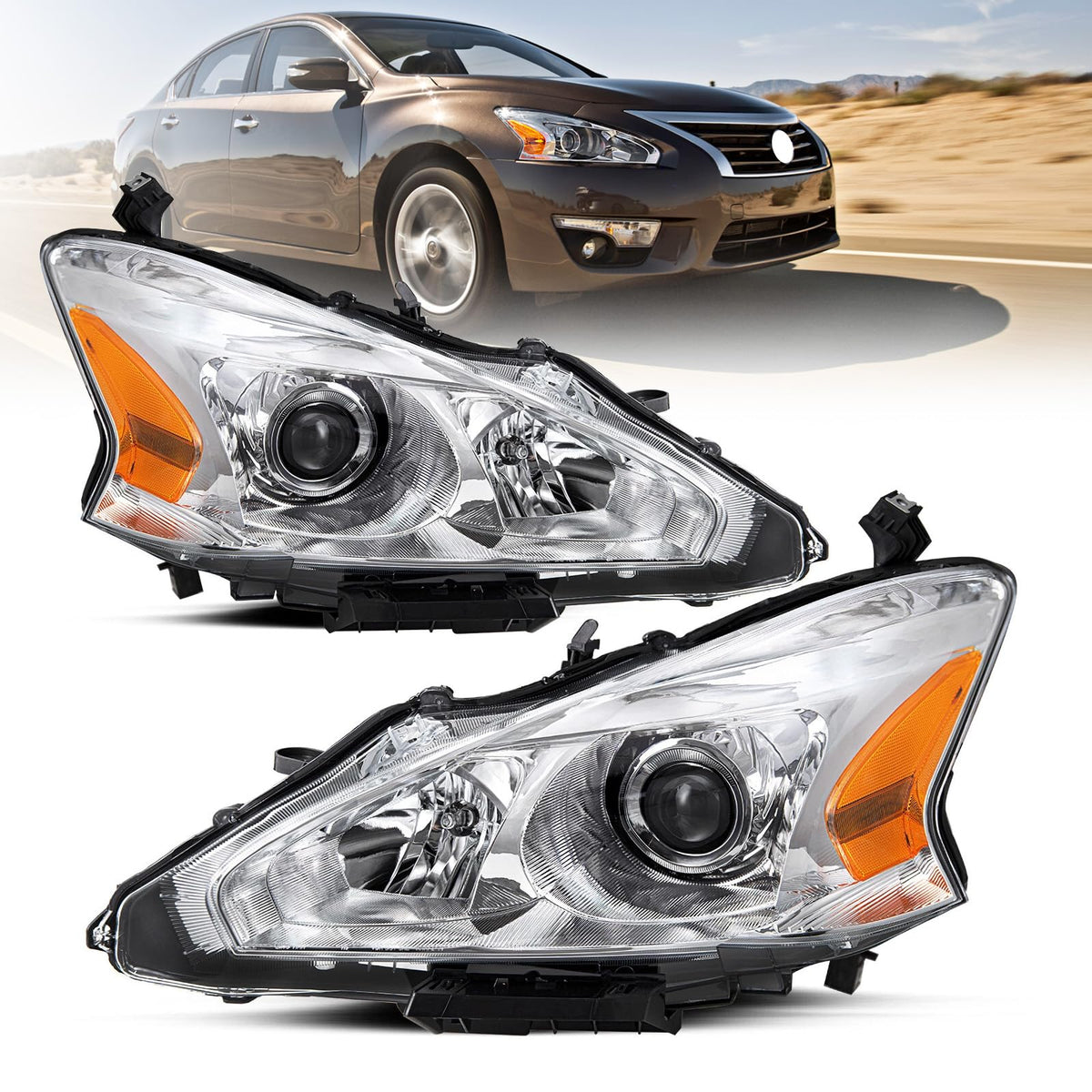Headlight Assembly Compatible with 2013 2014 2015 Nissan Altima 4-Dr Sedan