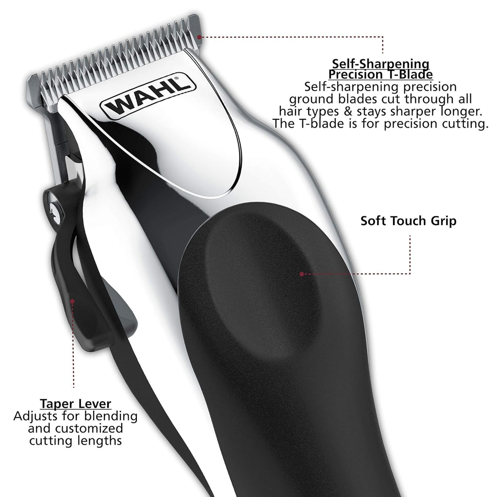 Clipper USA Deluxe Corded Chrome Pro Complete Hair & Trimming Kit | Complete Home Haircutting Kit Includes Corded