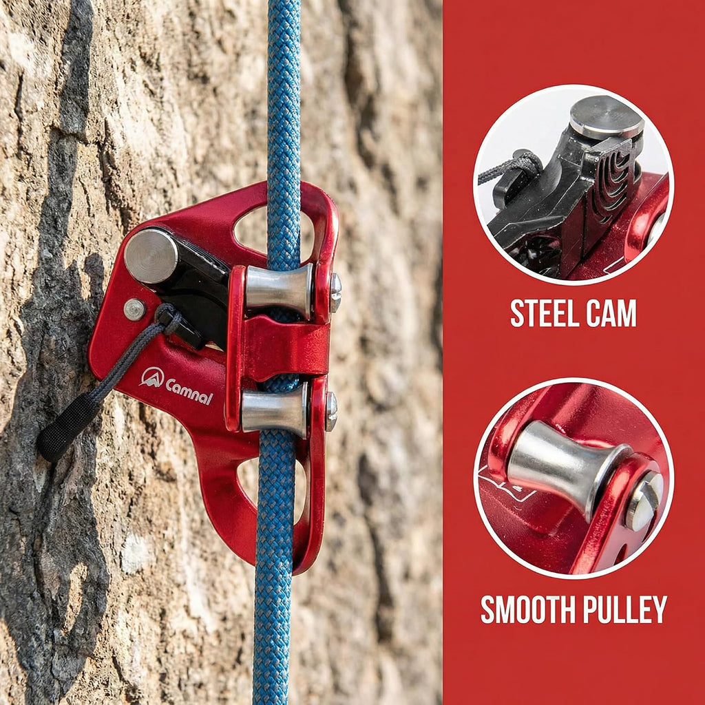 Professional Chest Ascender for Rock Climbing & Rescue - 7075 Aluminum Rope Ascender with Dual Carabiner Slots