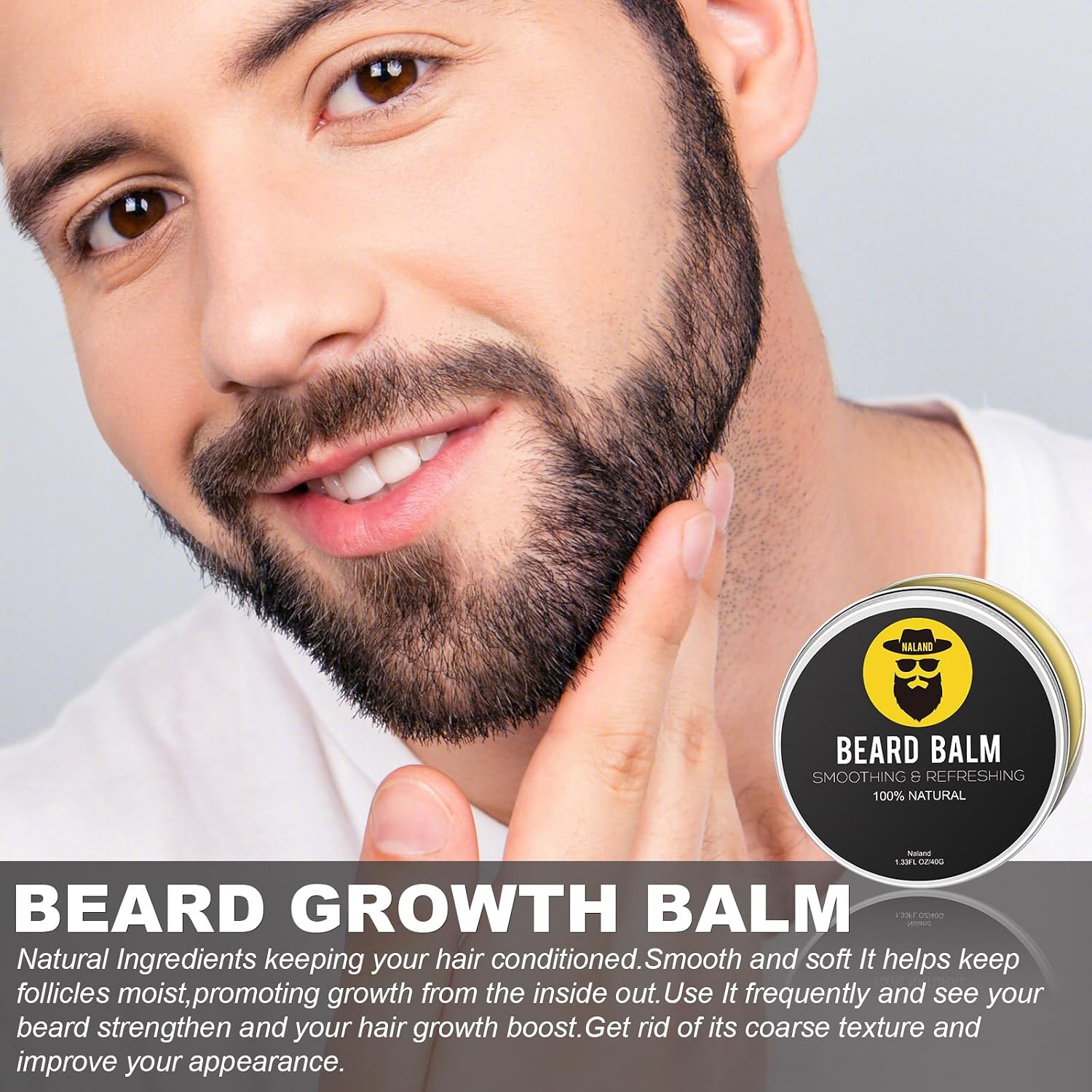 Beard Growth Kit - Beard Kit for Men with Beard Growth Oil (2oz), Beard Balm, Beard Comb, Massager for Spot/Patchy