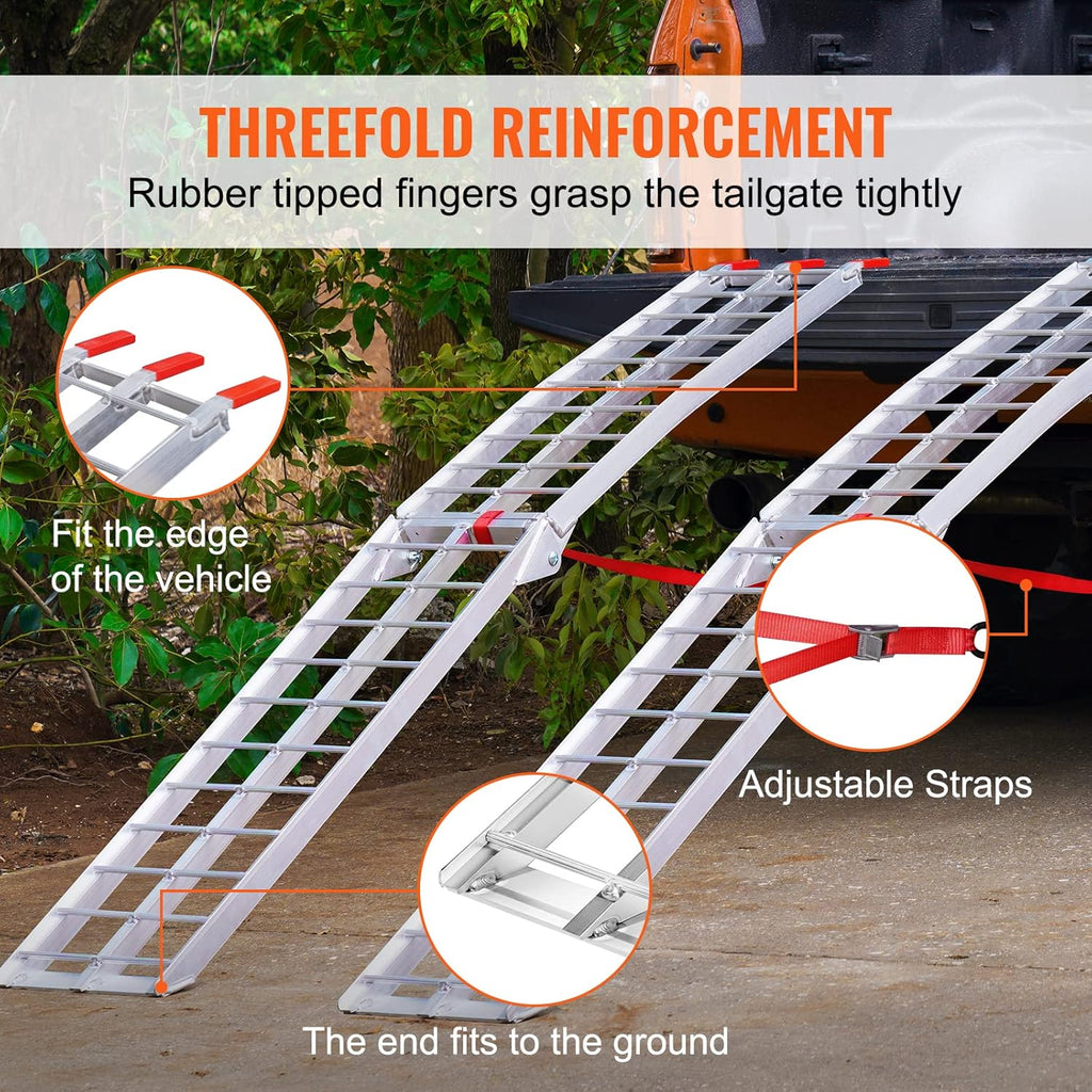 7.5ft Aluminum Ramps, 1500 lbs Folding Loading Ramps (2 pcs Set) for Pickup Trucks Bed, Trailers Ramp with Load