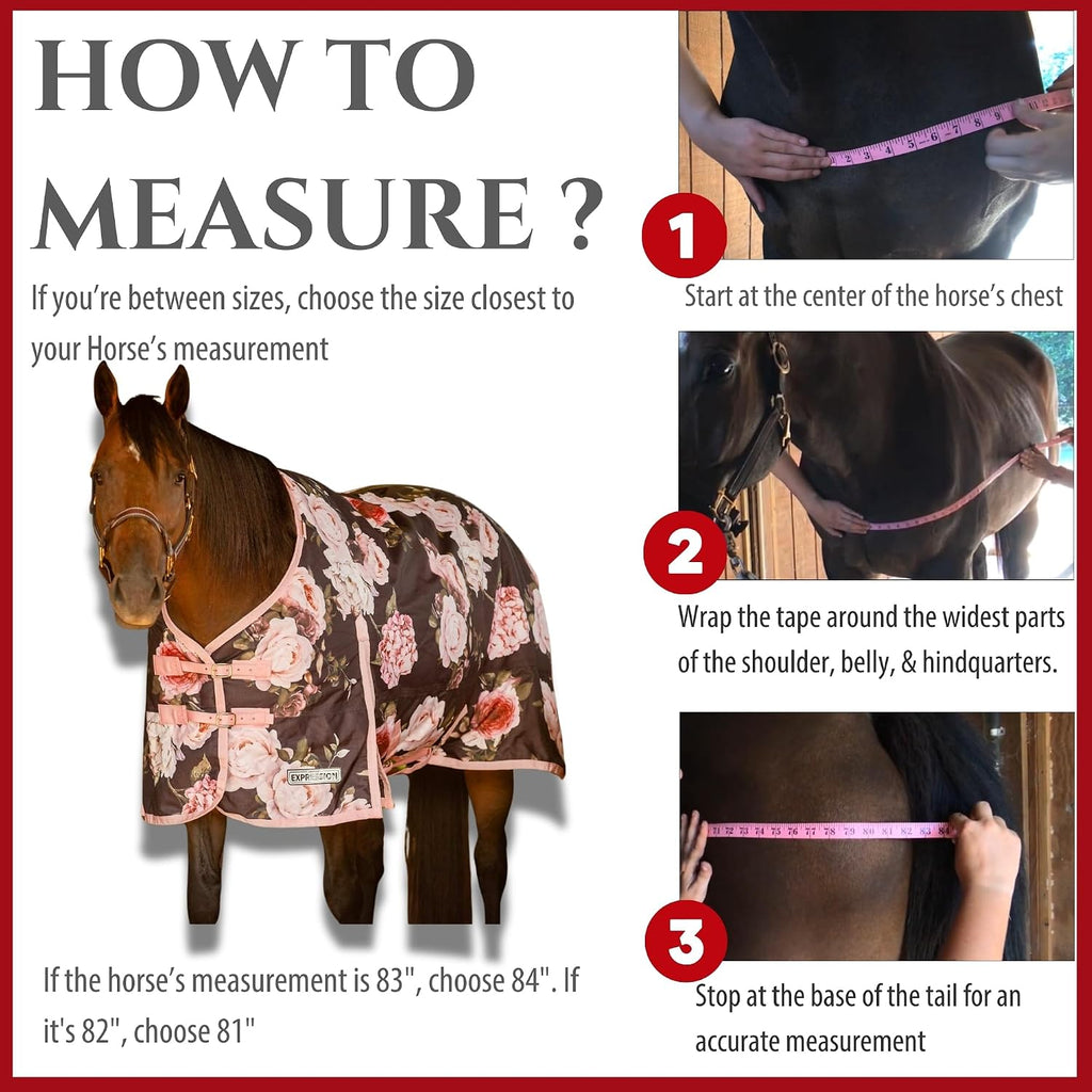 Expression 1200 Denier Standard Neck Turnout Blanket, Rose Garden, 75" - Waterproof, Breathable Horse Blanket with