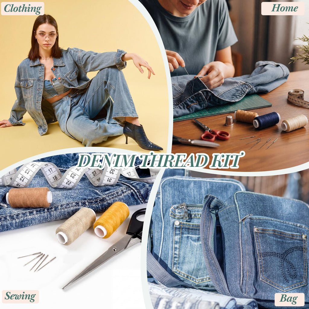 18 Pcs Denim Thread Set 8 Pack 250 Yards/roll Denim Thread