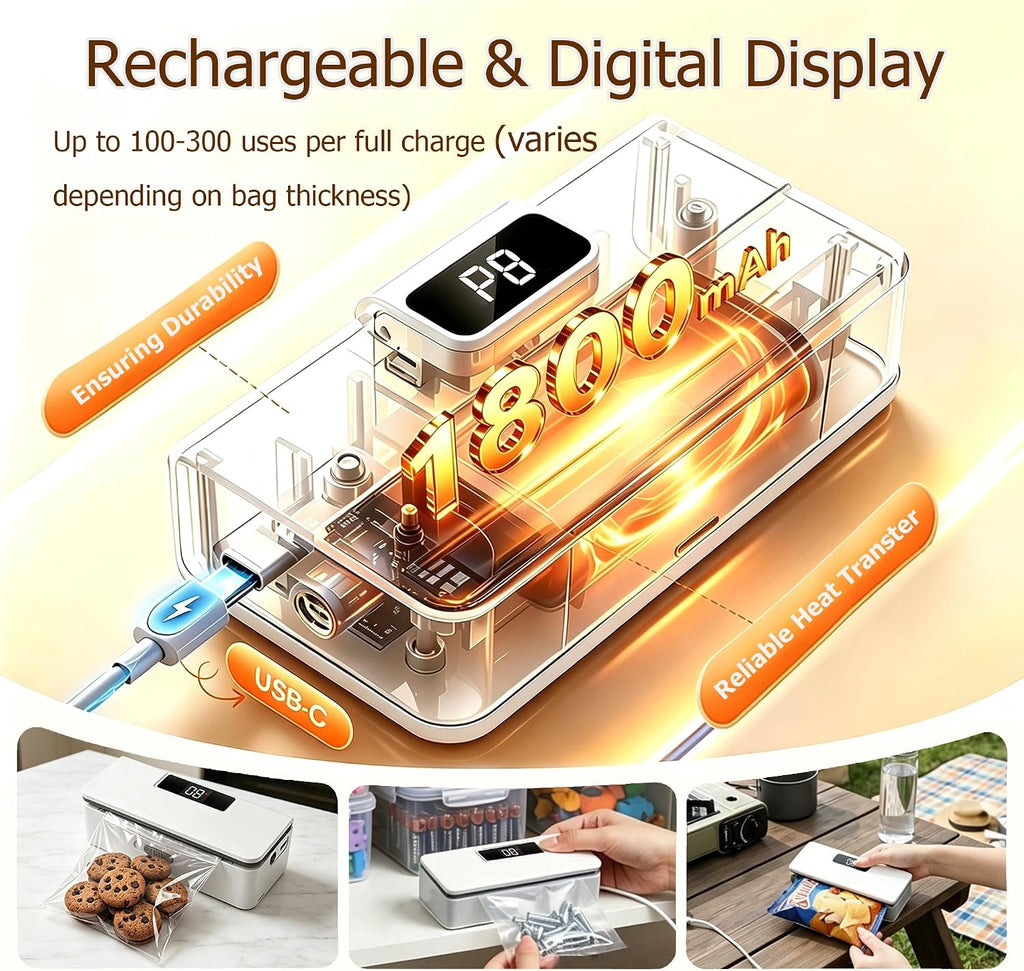 Upgraded 8-Speed Mini Bag Sealer,Portable Mini Heat Sealer with LED Display