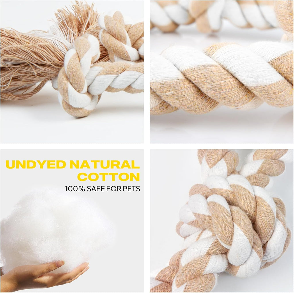 Dog Rope Toys 4 Pack, Puppy Teething Sturdy Cotton Chew Tug Ropes Indoor/Outdoor, Exercise Interactive Tug O'War Toys