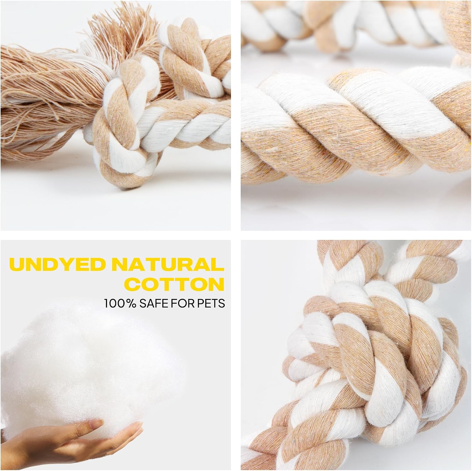 Dog Rope Toys 4 Pack, Puppy Teething Sturdy Cotton Chew Tug Ropes Indoor/Outdoor, Exercise Interactive Tug O'War Toys