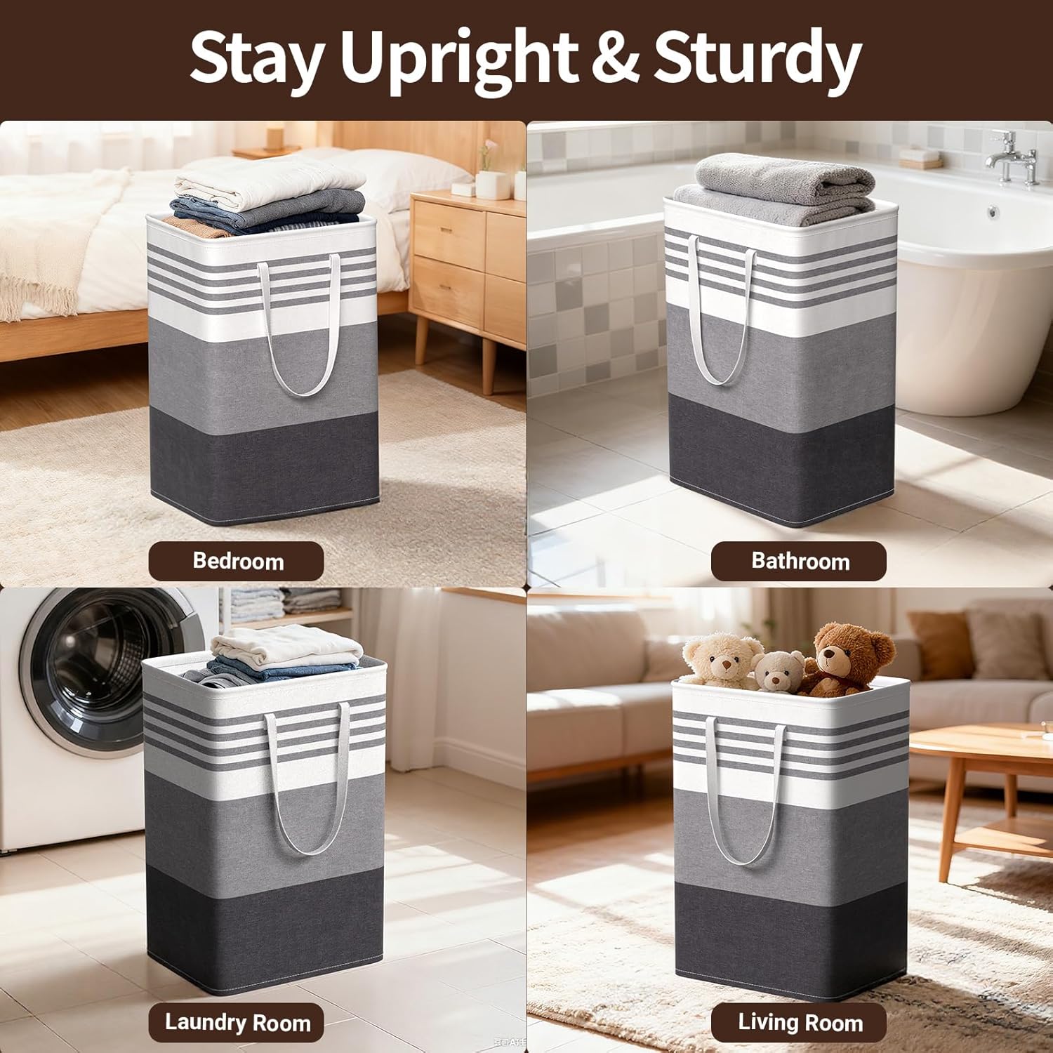 2 Pack Laundry Baskets, Collapsible Dirty Clothes Laundry Hampers | with Reinforced Handles, Waterproof Coating, 2