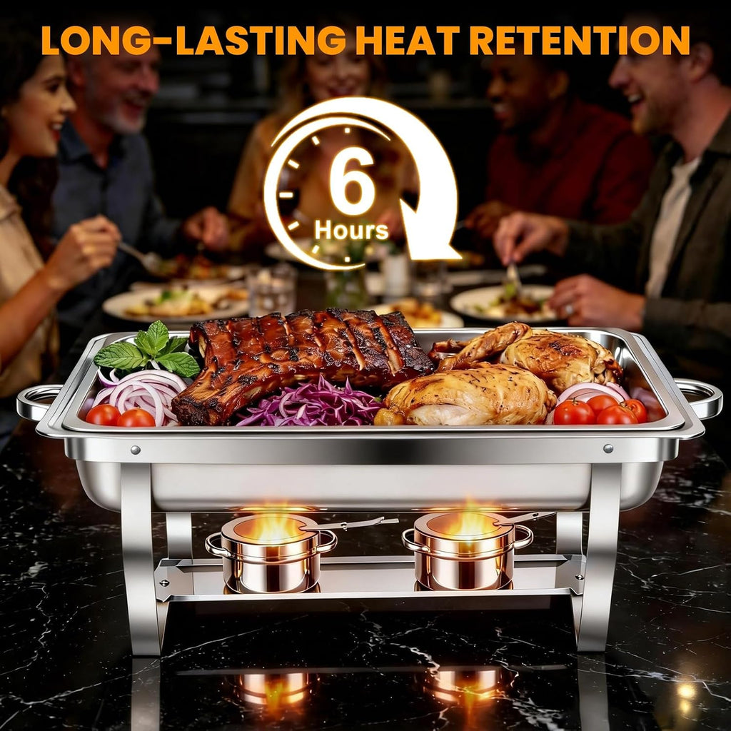 4 Pack 11QT Rectangular Chafing Dishes for Buffet with Lids