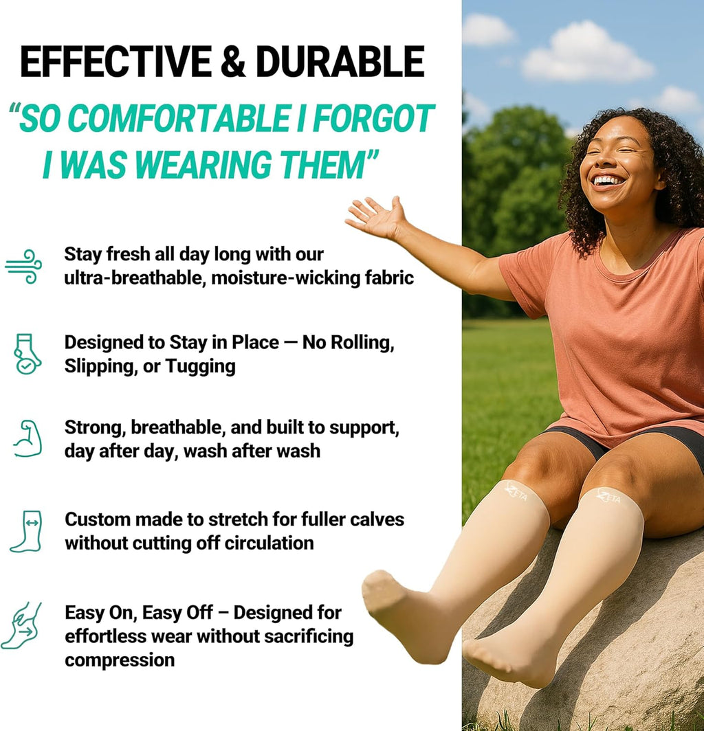 Plus Size Calf Compression Sleeves for Women and Men, Wide Calf Footless 15-19 mmHg, 2XL-6XL