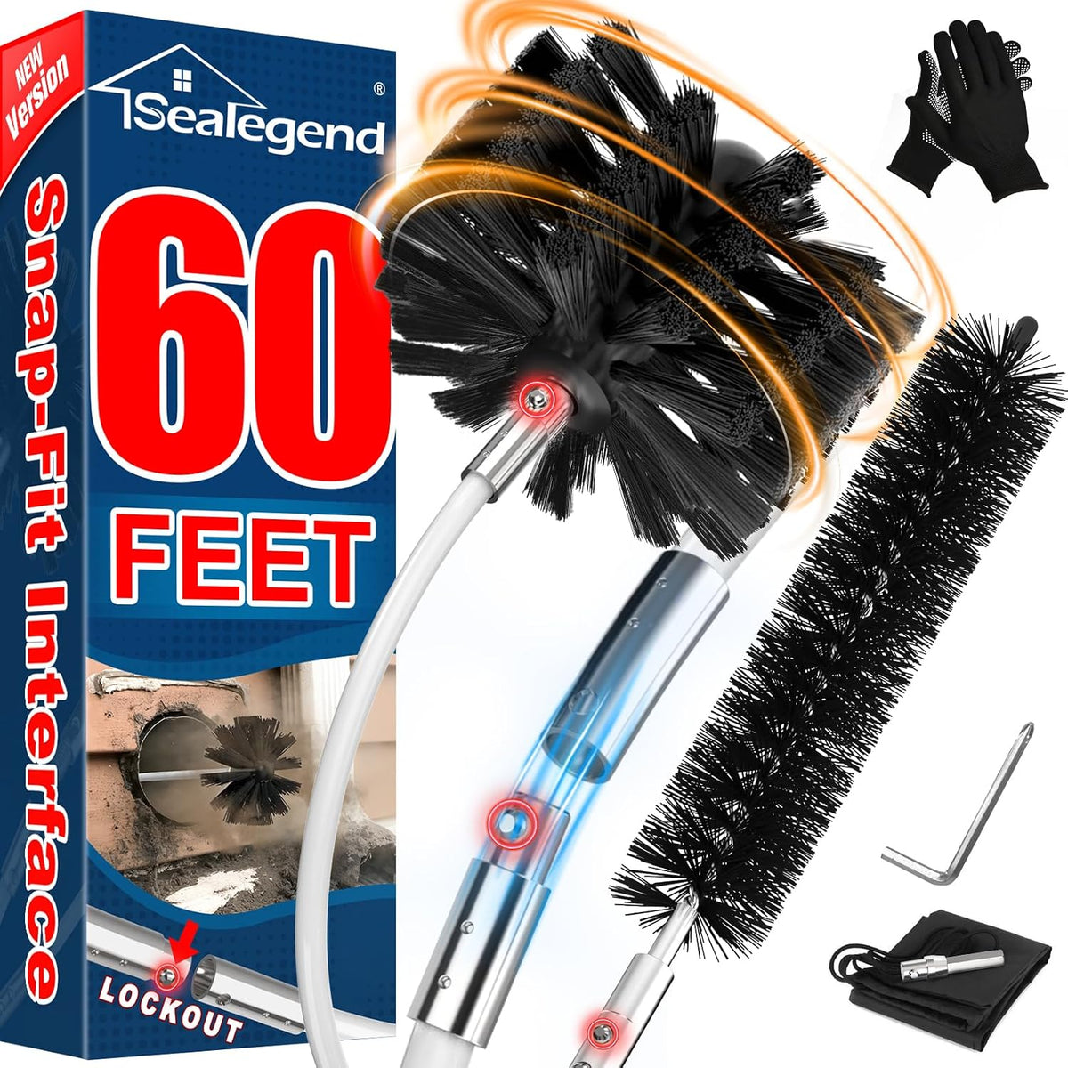 60Ft Dryer Vent Cleaner Kit - FlexibleLint Remover