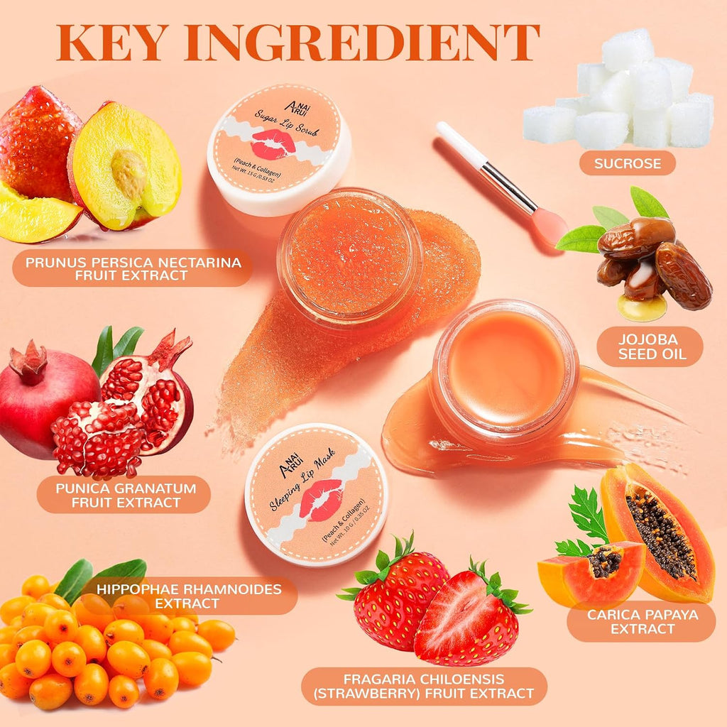 Lip Scrub & Lip Mask Set, Peach
