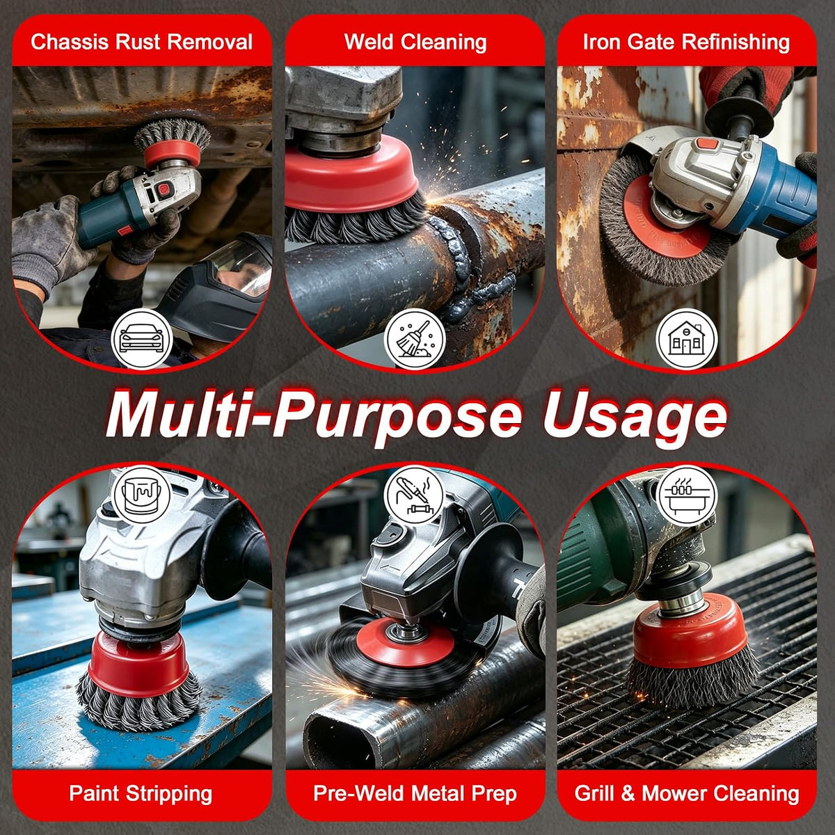 12 Pack Wire Wheel for Angle Grinder, 4-1/2" Heavy Duty - QMPRKPE