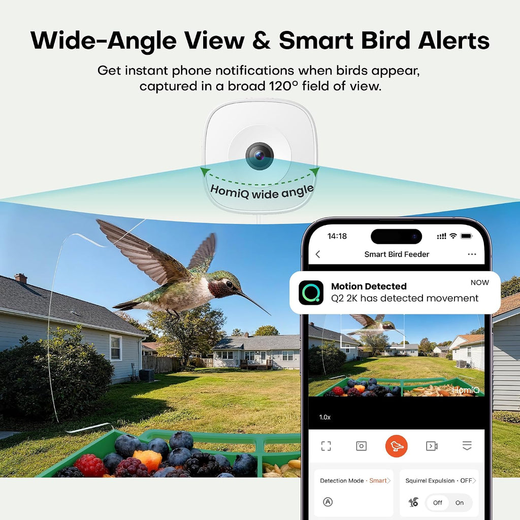 Smart Bird Feeder with Window Camera, 2K HD Camera for Window Viewing, AI BirdSpecies Recognition & Instant Alerts