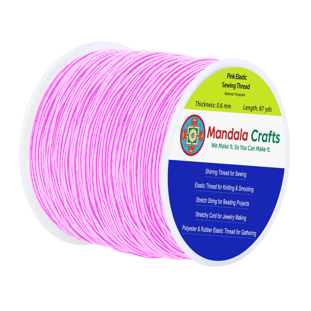 0.6mm Pink Shirring Elastic Thread for Sewing, 87 Yards