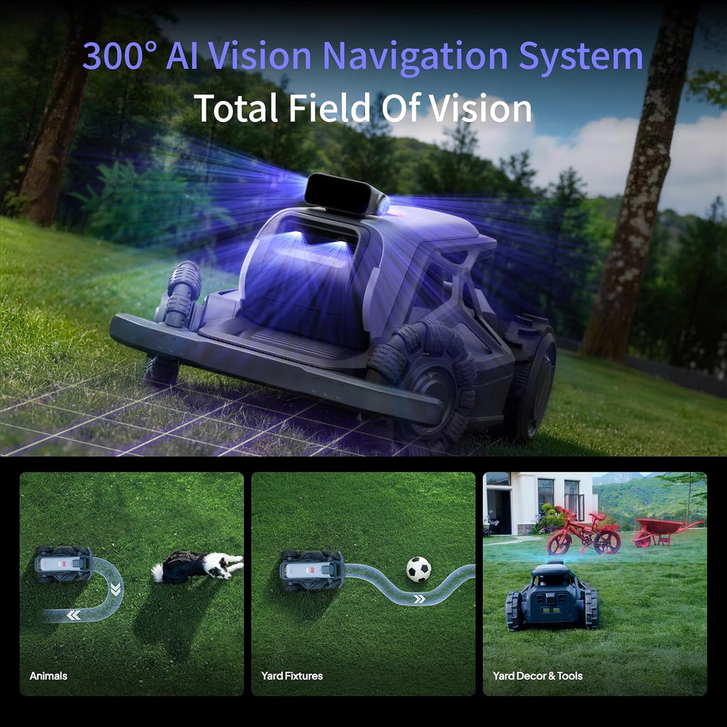 TRON Robot Lawn Mower 1 Acres, NRTK + 5 Vision Wire-Free Robotic Lawnmowe,AI Obstacle Avoidance, No Perimeter