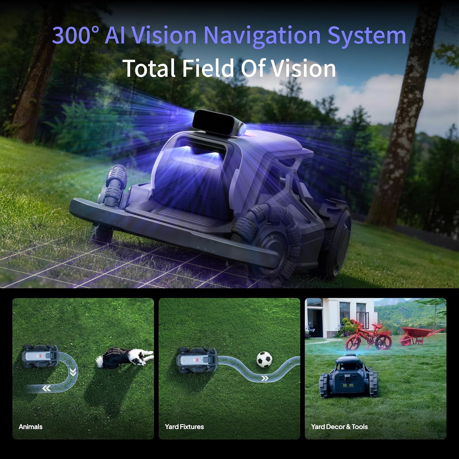 TRON Robot Lawn Mower 1 Acres, NRTK + 5 Vision Wire-Free Robotic Lawnmowe,AI Obstacle Avoidance, No Perimeter