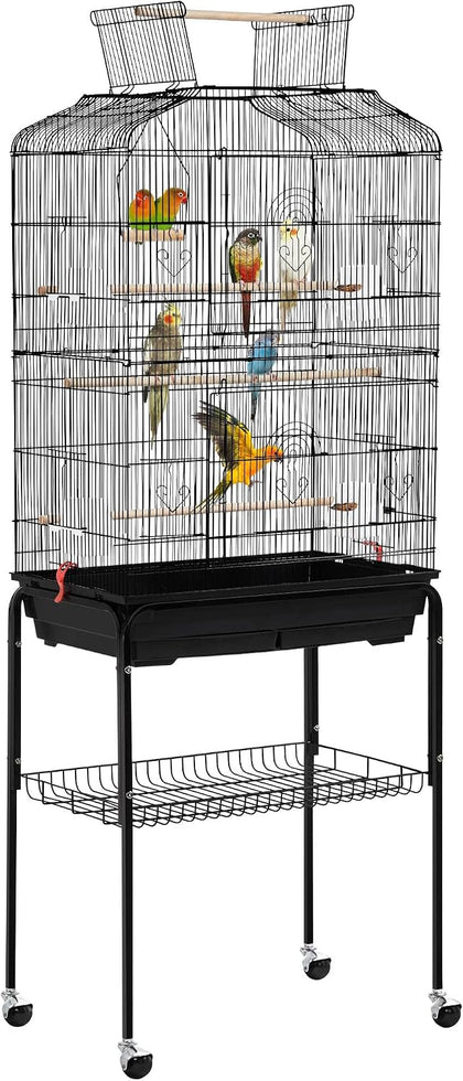 67.5inch Height Extra Large Bird Cage Cockatiel Cage Metal Parrot Cage w/Slide-Out Tray & Feeders & Detachable