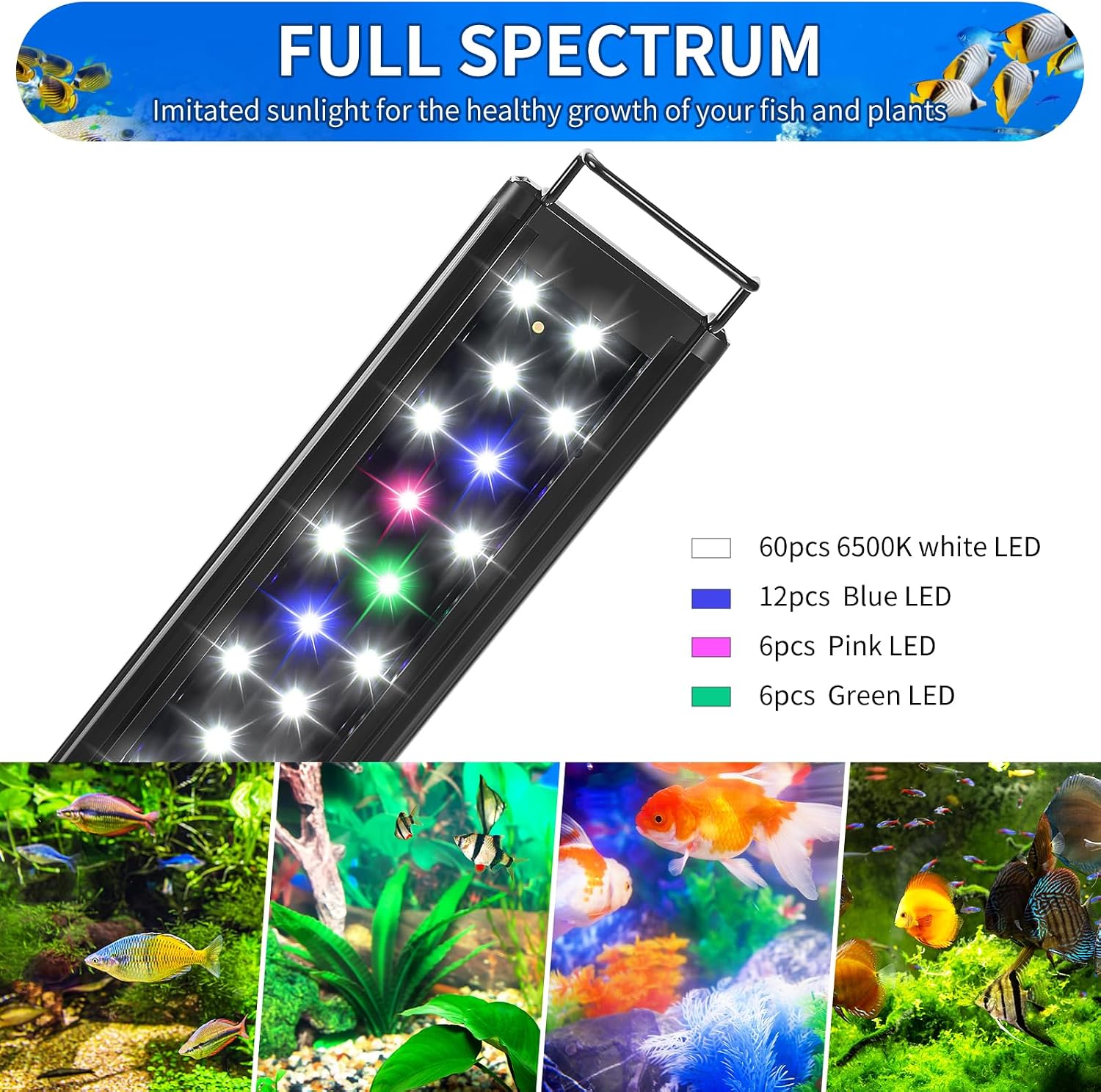 LED Aquarium Light Full Spectrum for 36 Inch to 44 Inch Fish Tank Light Fresh Water