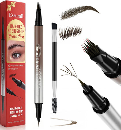 Eyebrow Pencil for Women, 2-in-1 Microblading Eyebrow Pen with 4D Square & Ultra-Fine Tips, Waterproof Long-Lasting