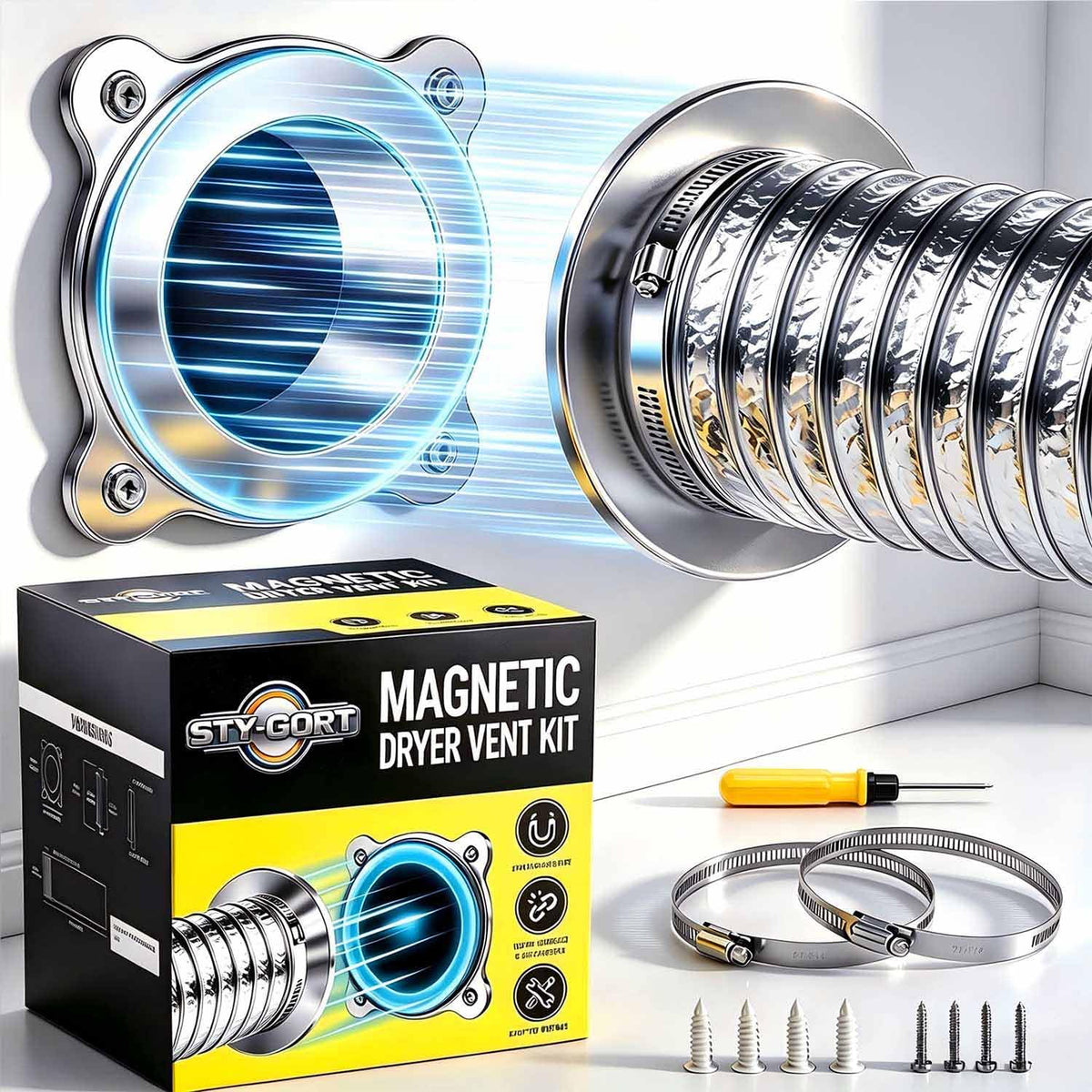 StyGort Upgraded Magnetic Dryer Vent Connector Kit for Easy Vent Cleaning