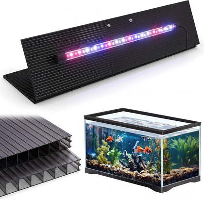 Aquarium Lids Polycarbonate Greenhouse Panels Canopy with LED Light 29 x 11.38 x 0.12 Inch for 20/29/37 Gallon