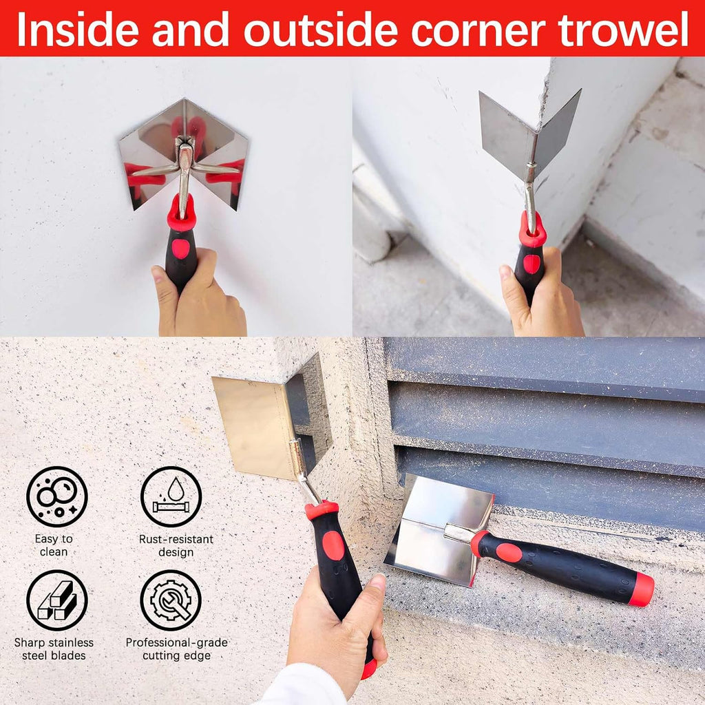 Drywall Hand Tool Set, 11 Pcs Putty Knife Set with Mud Pan | Aluminum Hawk, Finishing Trowel, Inside & Outside