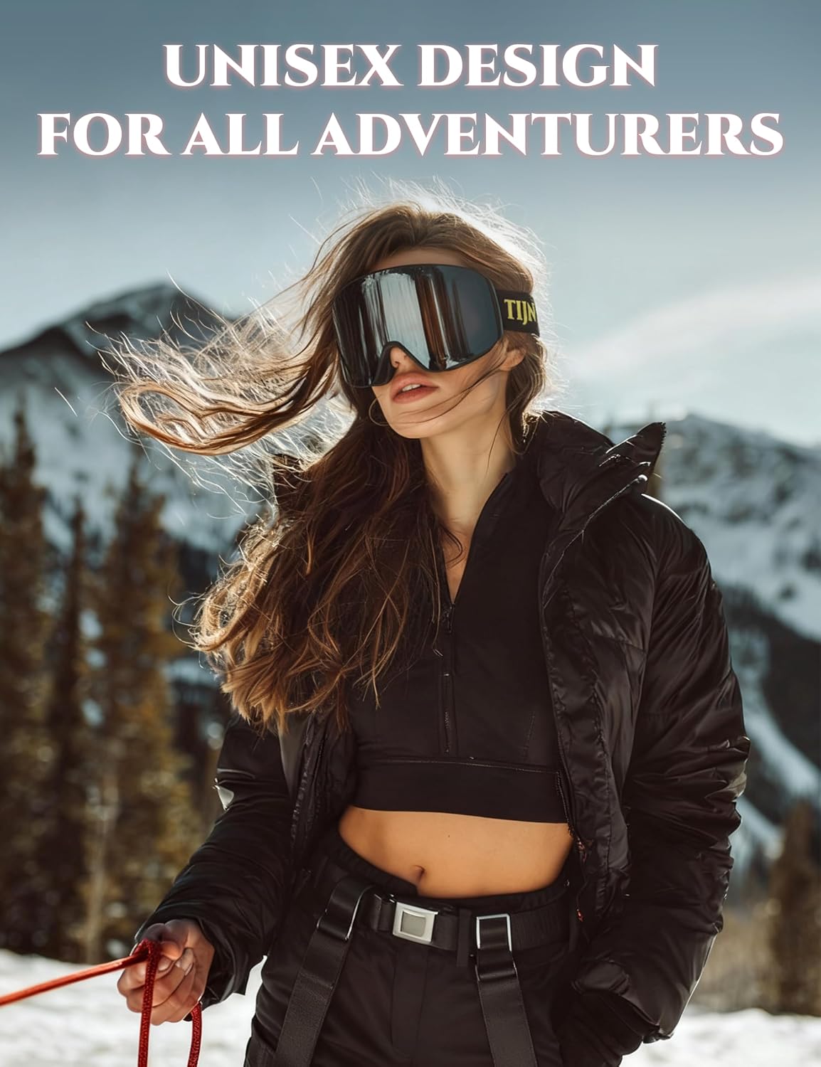 Ski Snowboard Goggles, Anti-Fog UV400 OTG Snow Goggles for Men Women | with 2 Magnetic Replaceable Lenses