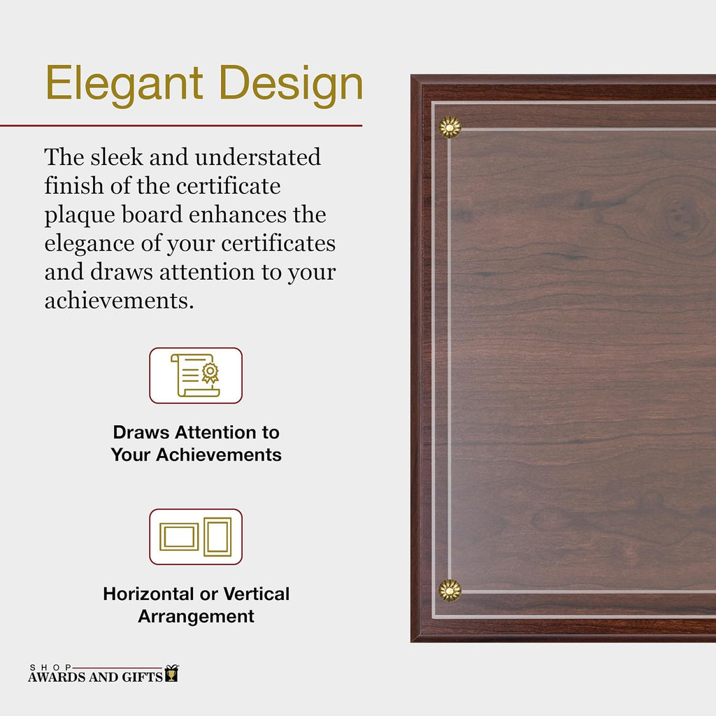 8.5 x 11 Certificate Frame Holder, Slide in Wall Plaque Display, 10.5 x 13 Inch Board, Multiple Colors (Walnut)