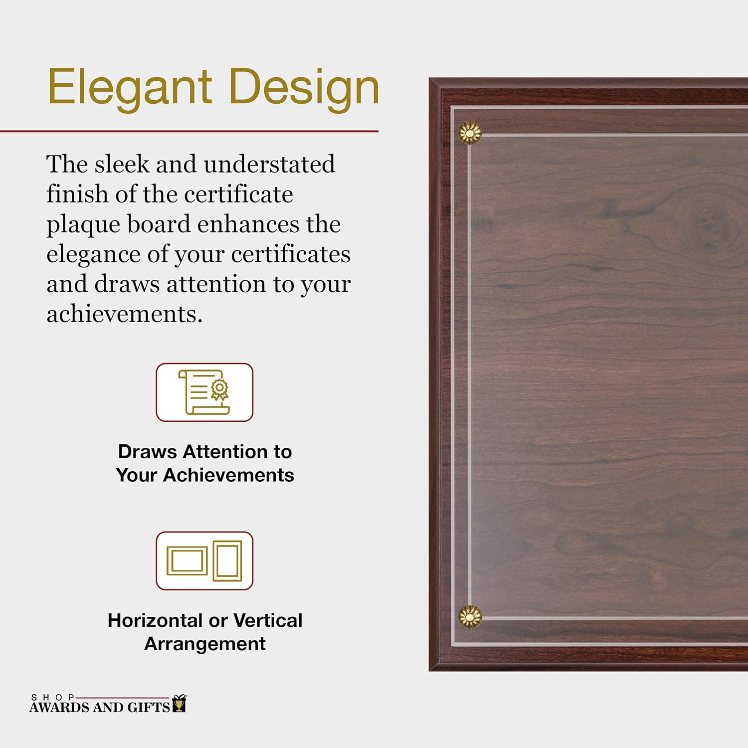 8.5 x 11 Certificate Frame Holder, Slide in Wall Plaque Display, 10.5 x 13 Inch Board, Multiple Colors (Walnut)